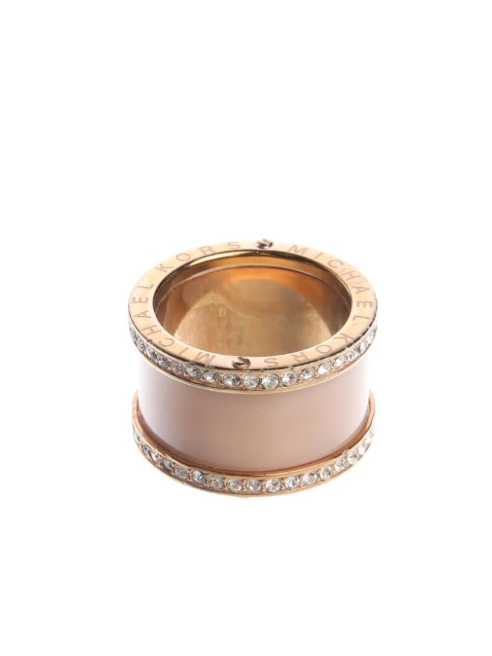Michael Kors Rose Gold Tone Nude Enamel Crystal Band Ring